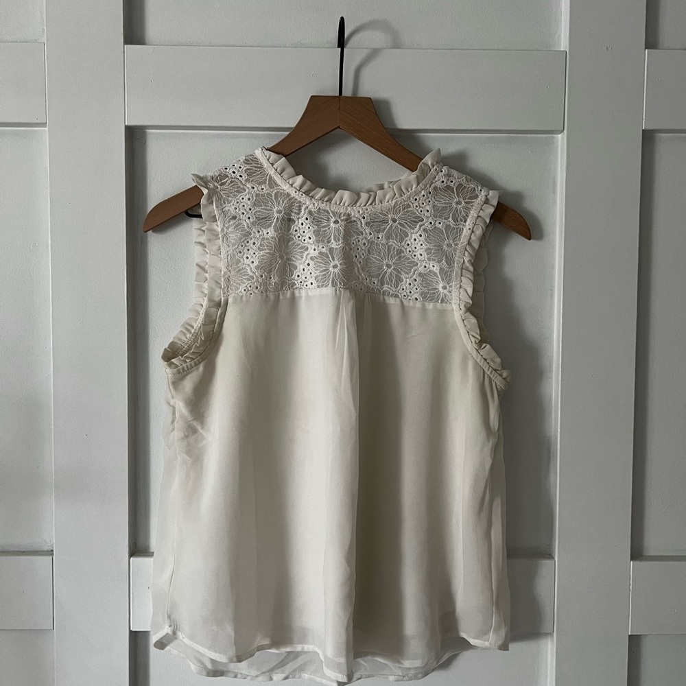 monteau size medium cream colored blouse tank